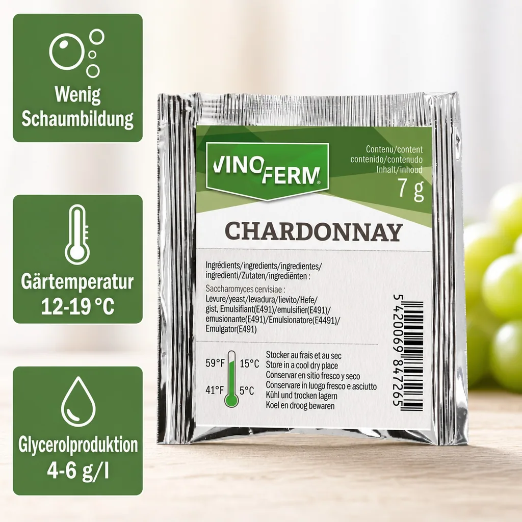 Weinhefe, Trockenhefe Wein - Vinoferm Chardonnay, 7g