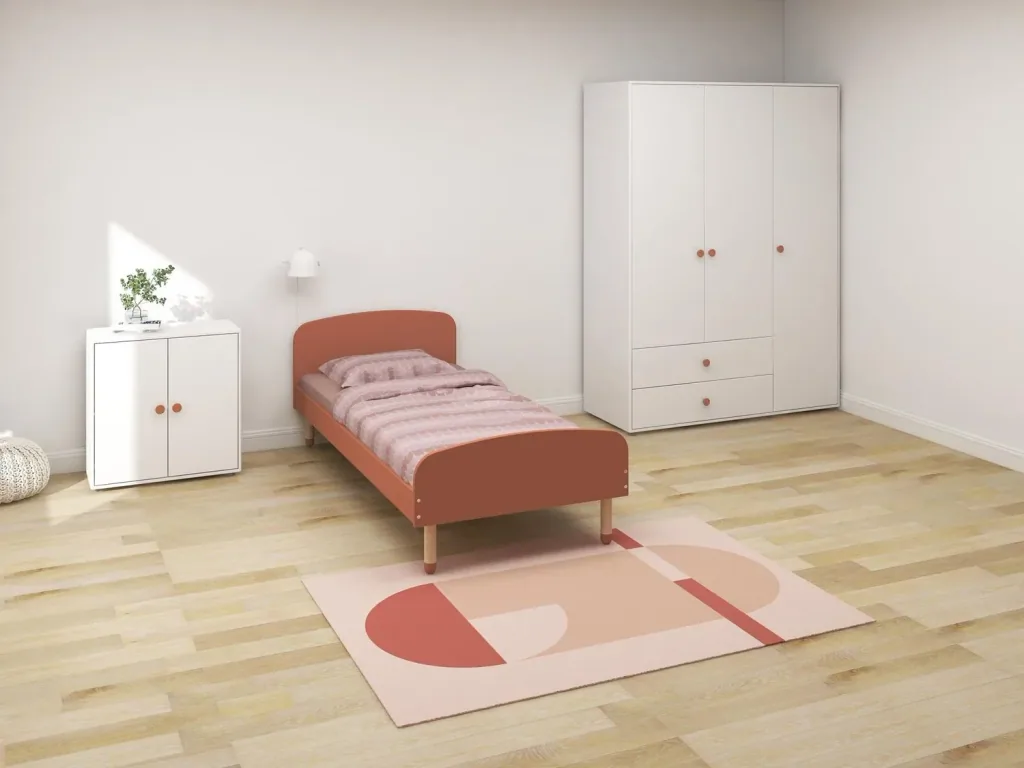 Flexa Kleiderschrank - Roomie, 3 Türen + 2 Schubladen, Farbe: Weiß/Rouge