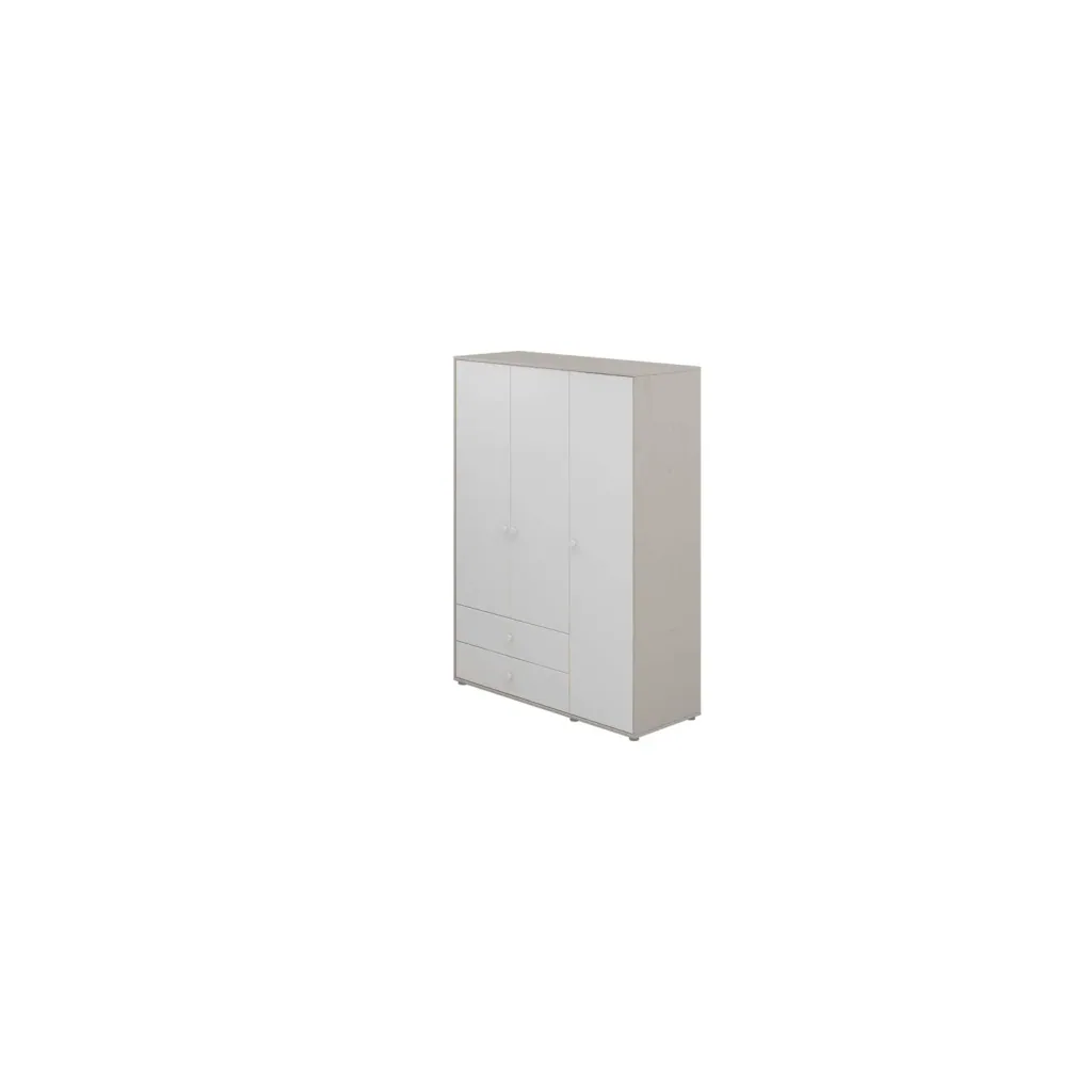 Flexa Kleiderschrank - Classic, 150x202,5 cm, Farbe: Grau gekalkt / Weiß / Weiß