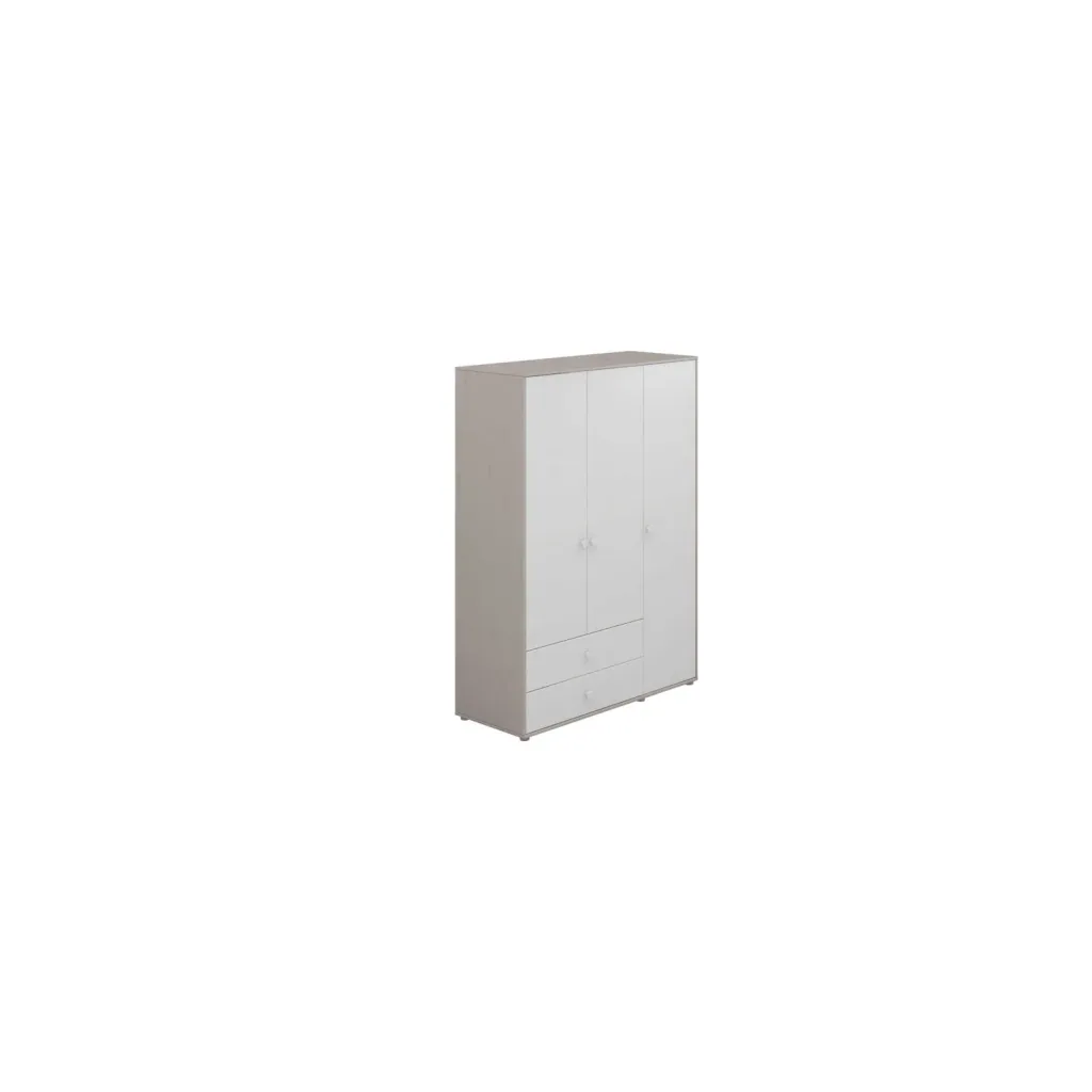 Flexa Kleiderschrank - Classic, 150x202,5 cm, Farbe: Grau gekalkt / Weiß / Weiß