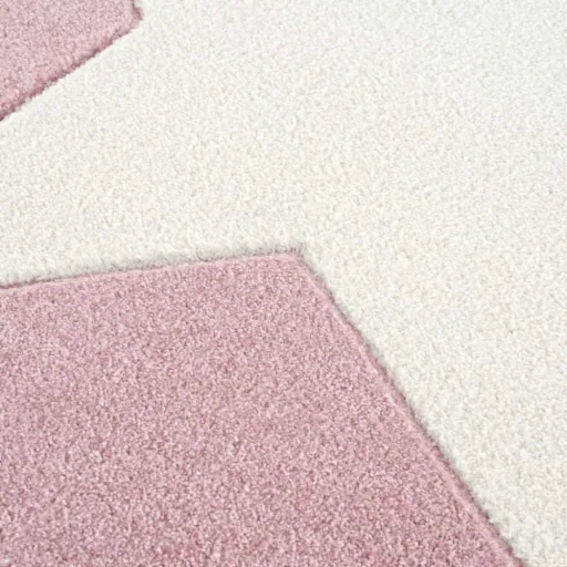 Livone Kinderteppich Stern weiss auf rosa, Teppichgrösse: 120 x 180 cm