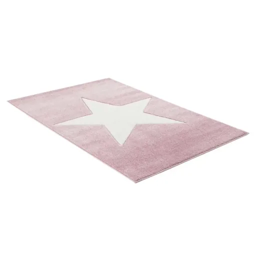 Livone Kinderteppich Stern weiss auf rosa, Teppichgrösse: 120 x 180 cm