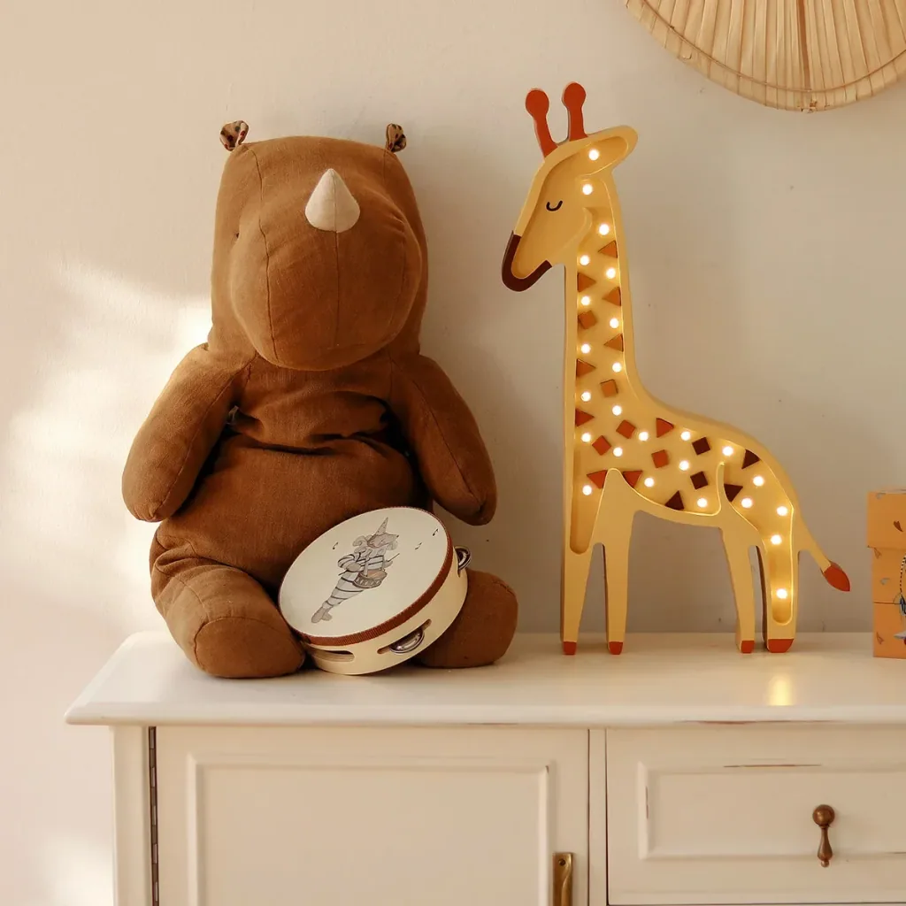 Little Lights Nachtlicht Kinder, Nachtlampe Giraffe - 100% Kiefernholz natur, Farbe: Afrikanisches Gelb