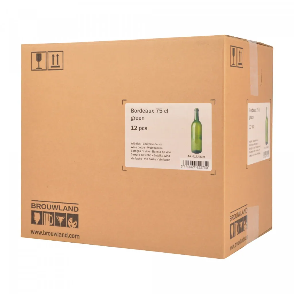 12er Weinflaschen-Karton (Bordeaux 75 cl) - Stabile Flaschenaufbewahrung, Farbe: grün