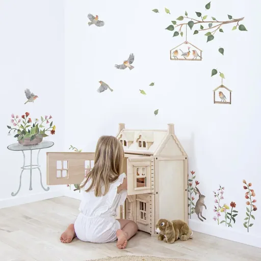 Lilipinso Wandsticker L Hasen im Blumenmeer bunt