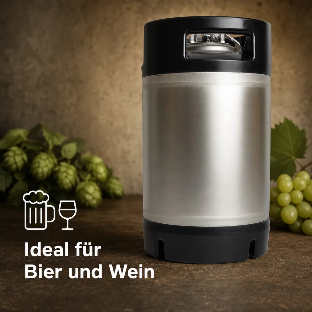 Brewferm Soda-Keg Druckfass, Edelstahl - 19L Fass für Hobbybrauer - Einfaches Befüllen & Reinigen, Größe: 9.5 L