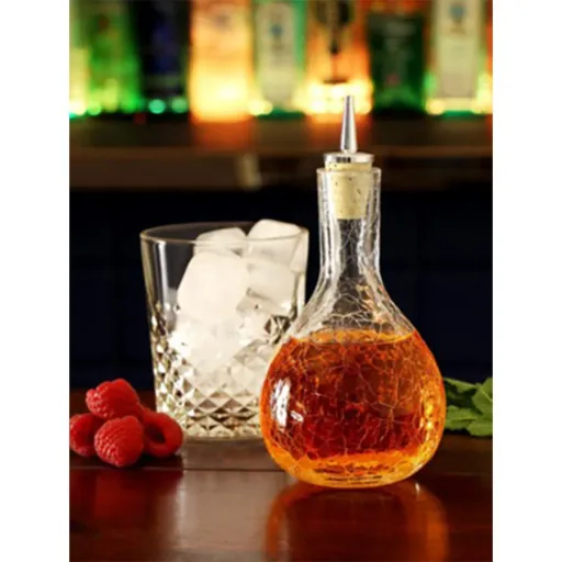 Dash-Bottle, Bitterflasche - Craquelé Glas mit verchromten Ausgiesser