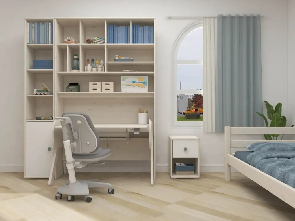 Flexa Kommode - Classic, mit 1 Schublade, 36x51,8 cm, Farbe: Weiß gekalkt / Weiß / Türkis