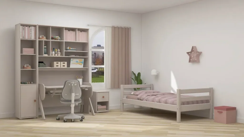 Flexa Kommode - Classic, mit 1 Schublade, 36x51,8 cm, Farbe: Grau gekalkt / Grau gekalkt / Rouge