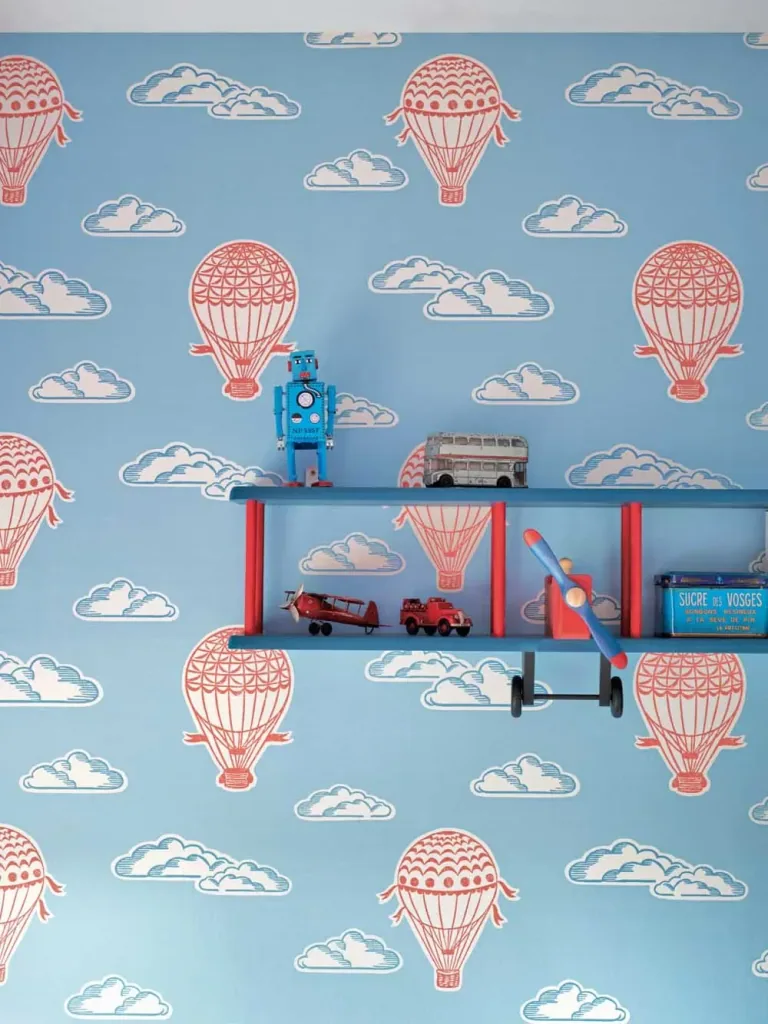 Little Sanderson Abracazoo Tapete Heissluft Ballons beige rot blau