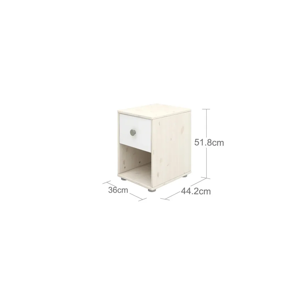 Flexa Kommode - Classic, mit 1 Schublade, 36x51,8 cm, Farbe: Weiß gekalkt / Weiß / Naturgrün