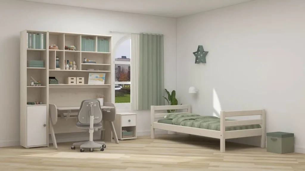 Flexa Kommode - Classic, mit 1 Schublade, 36x51,8 cm, Farbe: Weiß gekalkt / Weiß / Naturgrün
