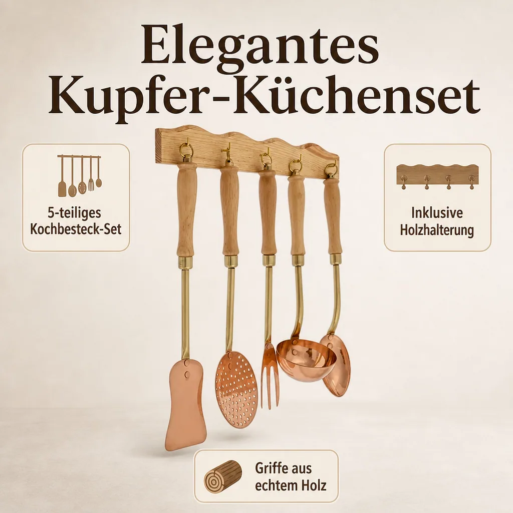 Küchenset, Kochbesteck set - Mit Holzhalter