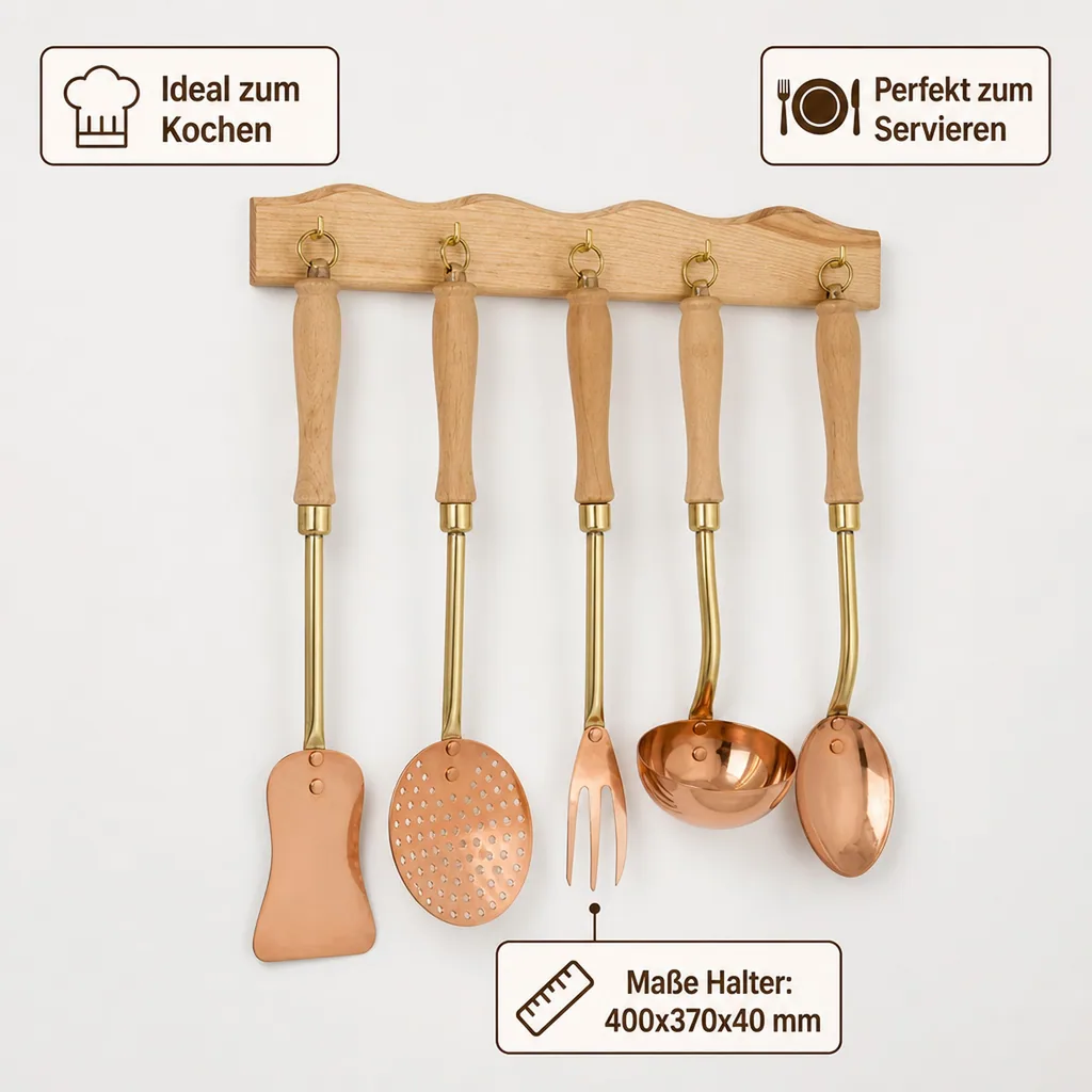Küchenset, Kochbesteck set - Mit Holzhalter