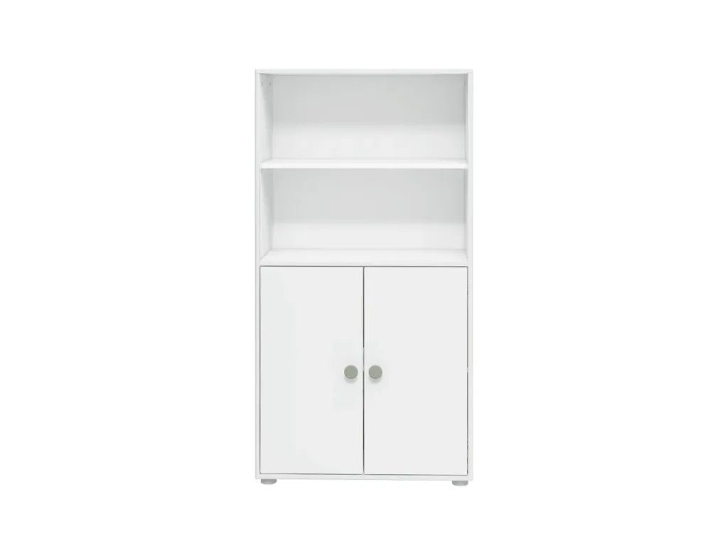 FLEXA Bücherregal, Bücherwand - Midi, 2 Türen, 72 cm x 138 cm, Farbe: Weiß/Naturgrün
