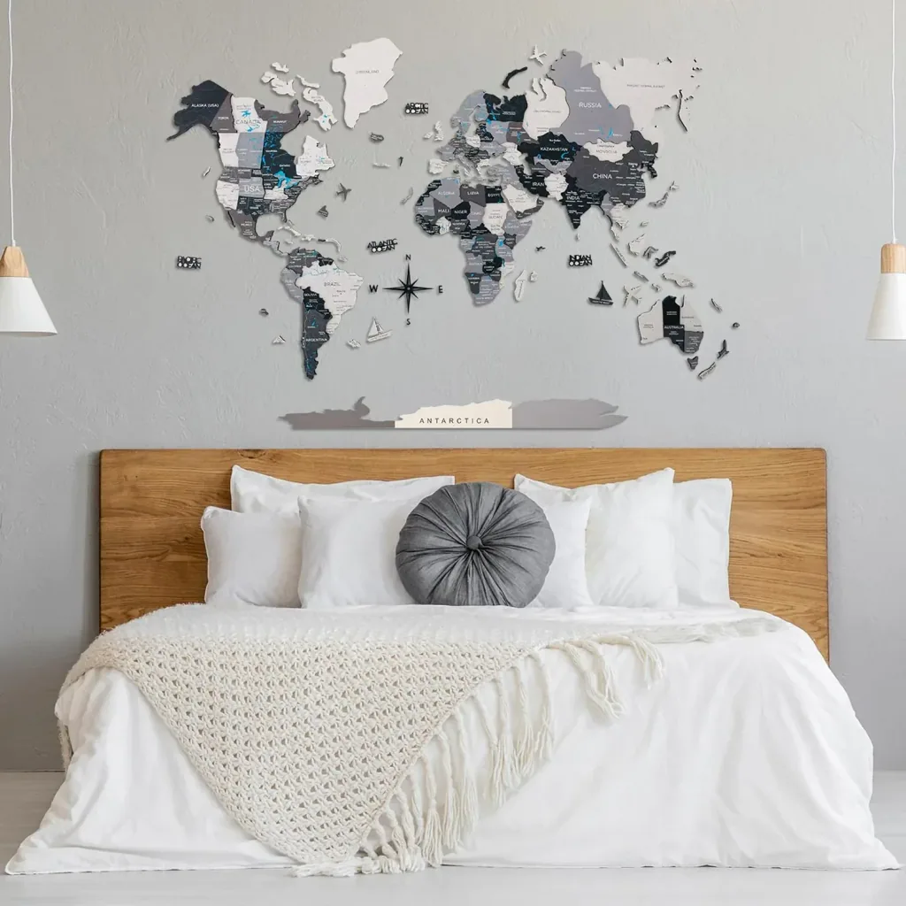Weltkarte holz, Landkarte Welt, Weltkarte Wanddeko 3D - Enjoy The Wood, Nordik Prime, Weltkarte Größe: XL
