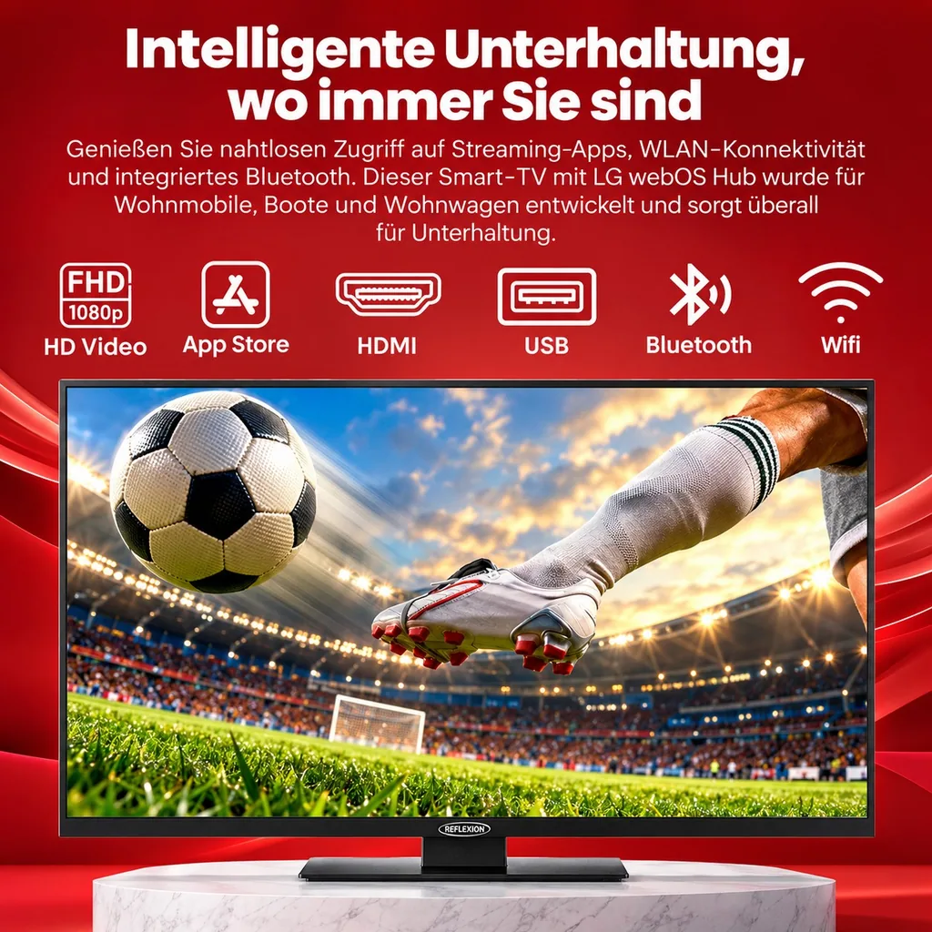 24" Smart LED-TV mit DVD-Player, WLAN, Bluetooth, 3x HDMI und Triple-Tuner (DVB-S2/C/T2 HD)