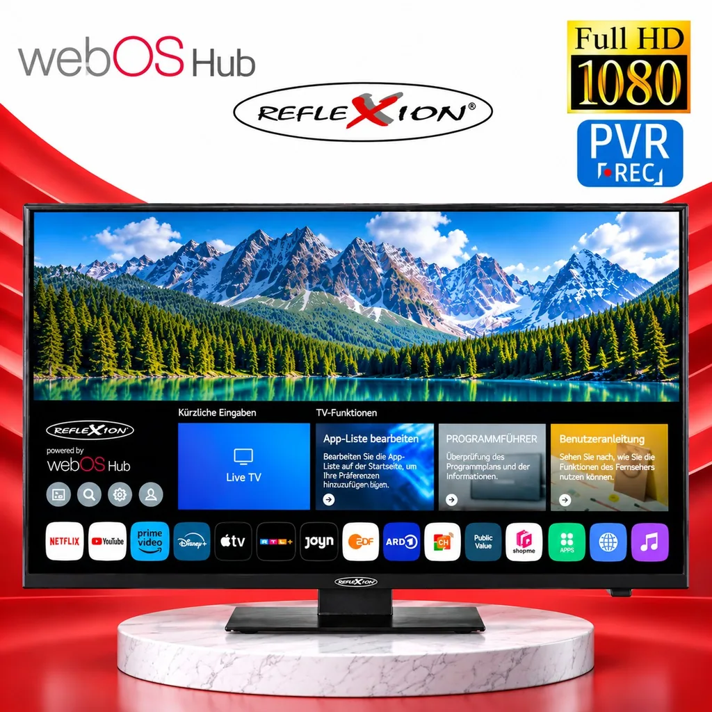 22" Smart LED-TV mit DVD-Player, WLAN, Bluetooth, 3x HDMI und Triple-Tuner (DVB-S2/C/T2 HD)