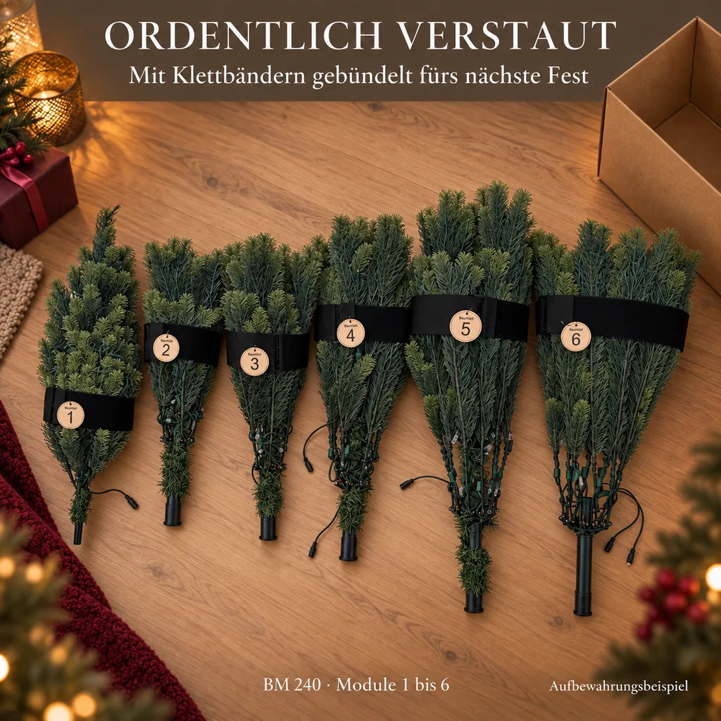 Weihnachtsbaum mit Lichterkette, 372 LEDs, H 240, inkl. Standfuß