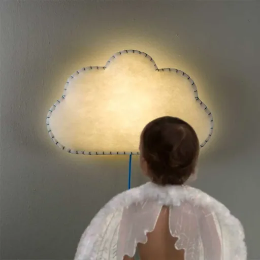 Buokids Softlampe Nachtlicht/Wandlampe Wolke, Ausführung: Schnur & Stecker; Farbe der Naht: blau