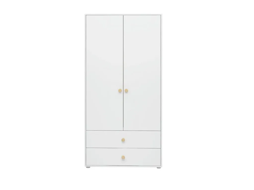 Flexa Kleiderschrank - Roomie, 2 Türen + 2 Schubladen, Farbe: Weiß/Eiche