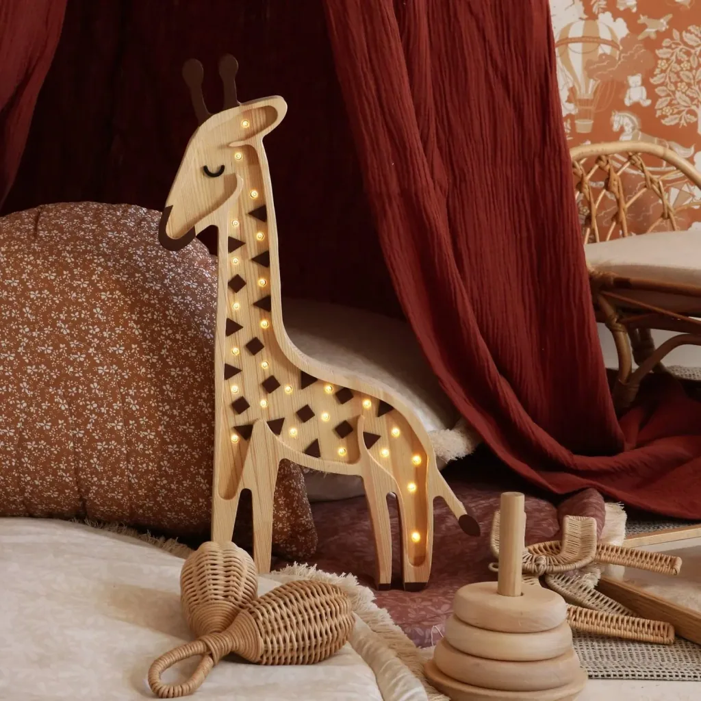 Little Lights Nachtlicht Kinder, Nachtlampe Giraffe - 100% Kiefernholz natur, Farbe: Serengeti-Holz