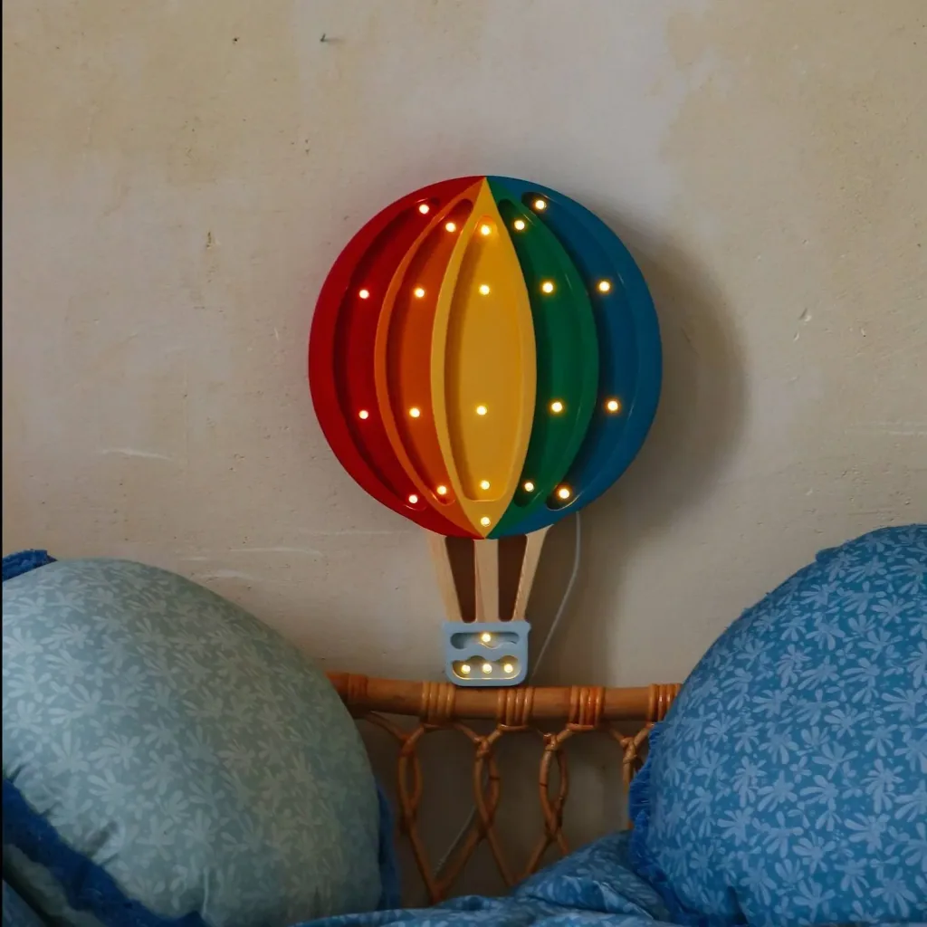 Little Lights Nachtlicht Kinder, Nachtlampe Heißluftballon - 100% Kiefernholz natur, Farbe: Zirkus Freude