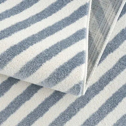 Livone Teppich Stern & Diagonal Streifen blau, Teppichgrösse: 120 x 180 cm