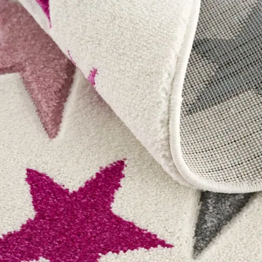 Livone Teppich Stella Sterne rosa grau rund, Teppichgrösse: Ø 133 cm