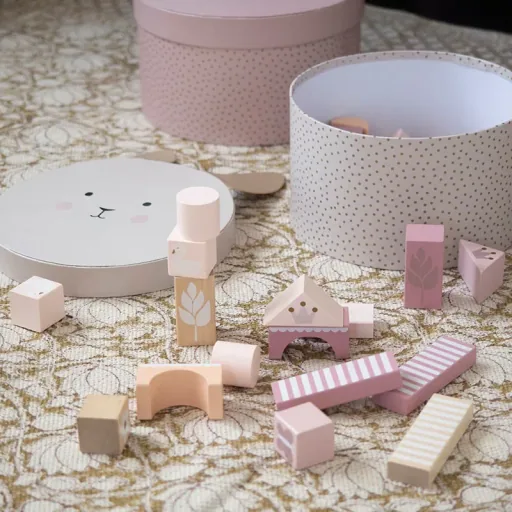 Jabadabado Kinderspielzeug, Bauklötze, Bausteine Spielzeug - Set Teddy, Farbe: rosa