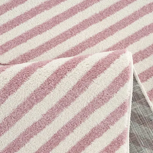 Livone Teppich Stern & Diagonal Streifen rosa, Teppichgrösse: 160 x 230 cm