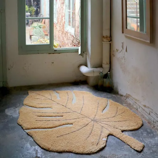 Lorena Canals Teppich Blatt "Monstera" honig gelb