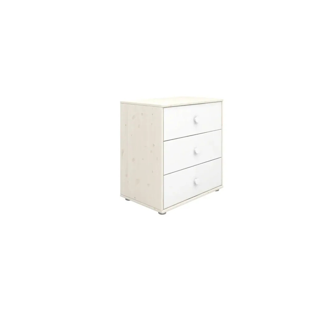 Flexa Kommode - Classic, mit 3 Schublade, 72x74,5 cm, Farbe: Weiß gekalkt / Weiß / Weiß