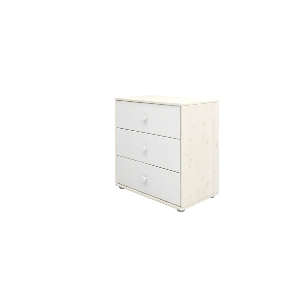 Flexa Kommode - Classic, mit 3 Schublade, 72x74,5 cm, Farbe: Weiß gekalkt / Weiß / Weiß