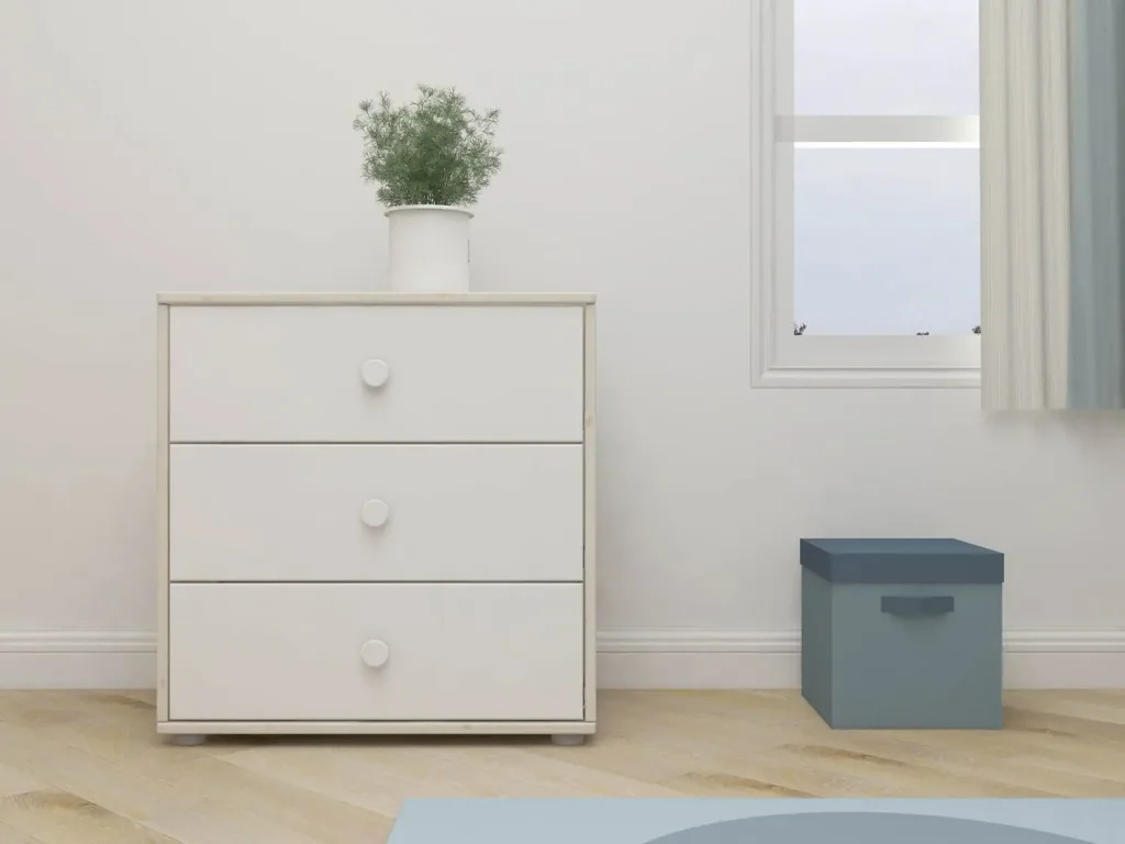 Flexa Kommode - Classic, mit 3 Schublade, 72x74,5 cm, Farbe: Weiß gekalkt / Weiß / Weiß