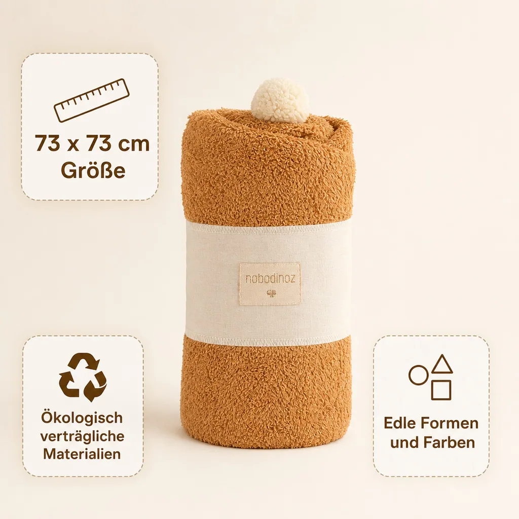 Nobodinoz Baby Kapuzen Badetuch karamell