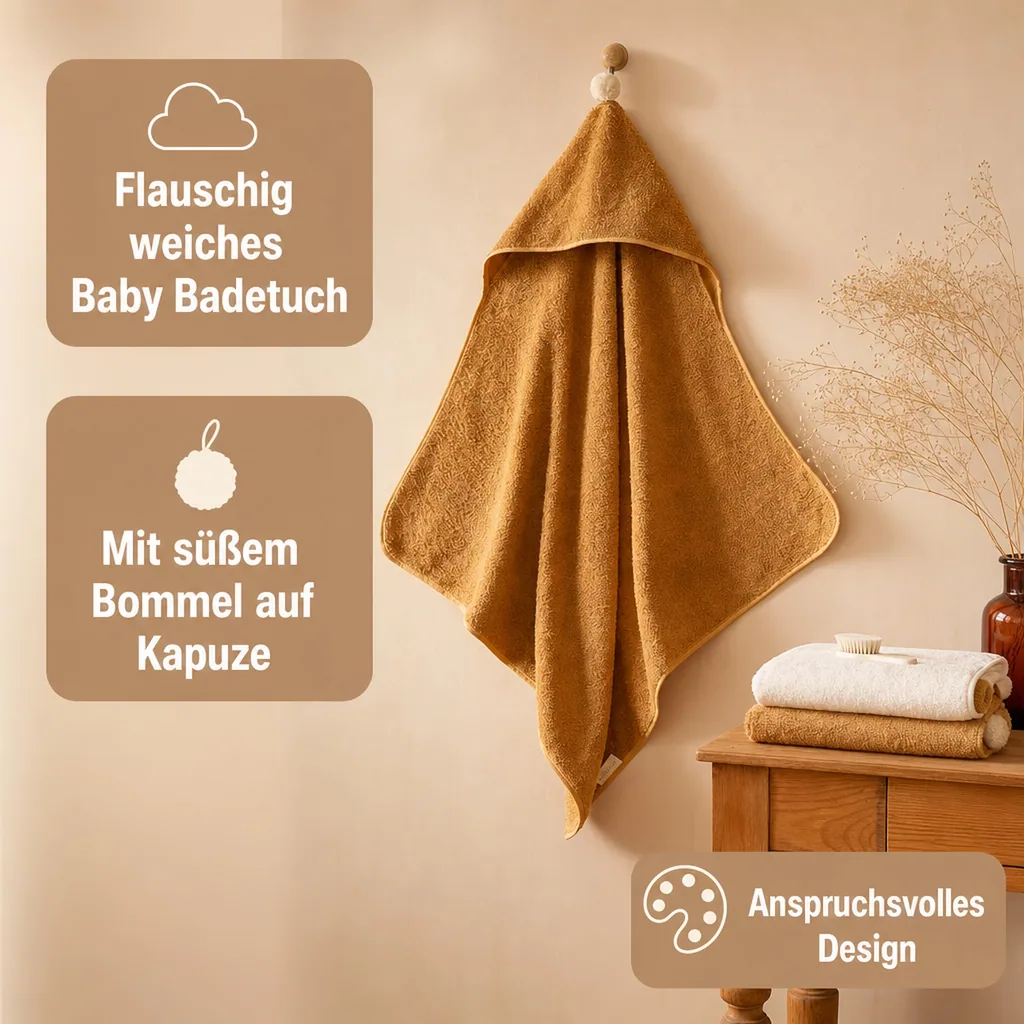 Nobodinoz Baby Kapuzen Badetuch karamell