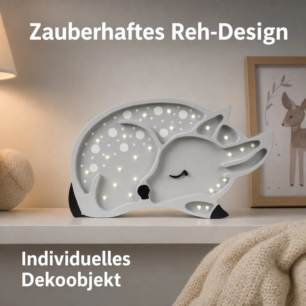 little lights Led Deko Kinderlampe Reh hellgrau