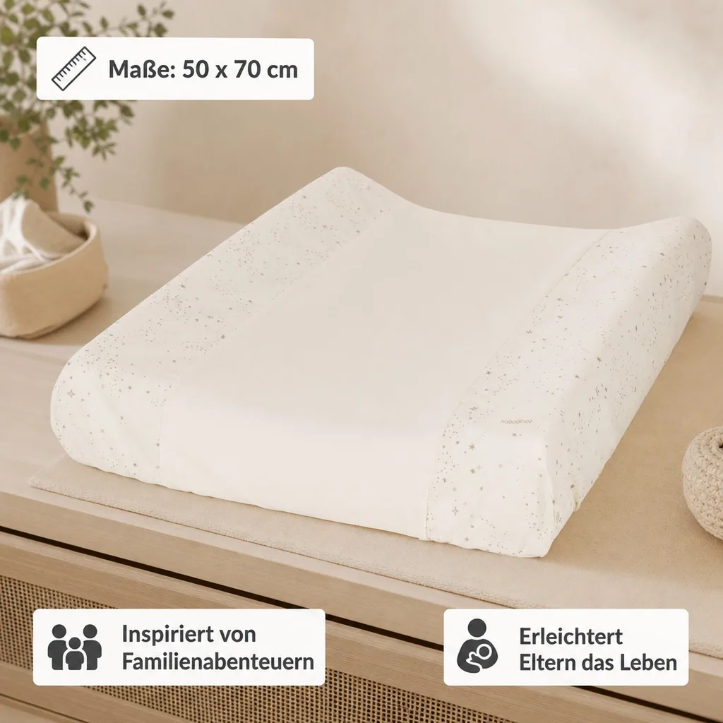Nobodinoz STORIES Bezug für Wickelauflage, Wickelmulde, 50 x 70 cm, Farbe: Natürliche Milchstraße