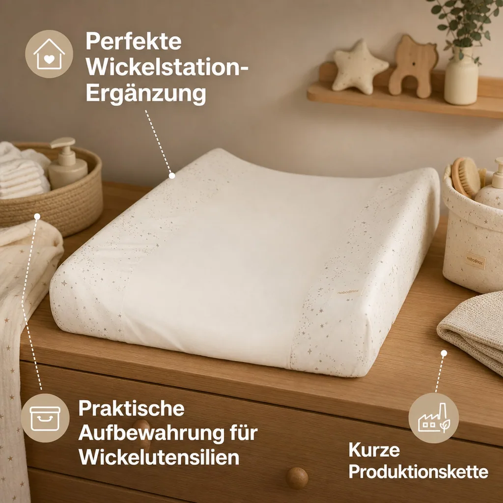 Nobodinoz STORIES Bezug für Wickelauflage, Wickelmulde, 50 x 70 cm, Farbe: Natürliche Milchstraße