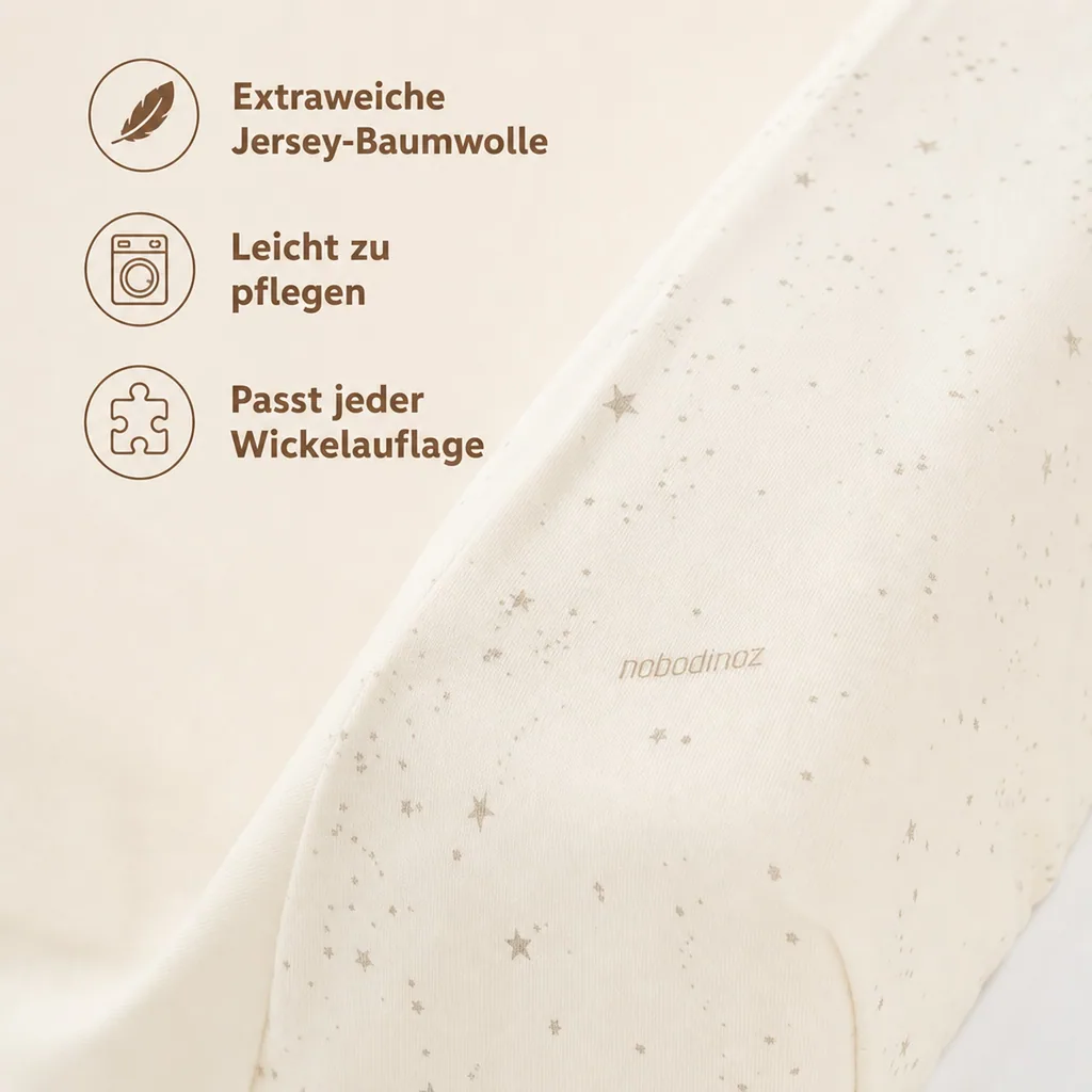 Nobodinoz STORIES Bezug für Wickelauflage, Wickelmulde, 50 x 70 cm, Farbe: Natürliche Milchstraße