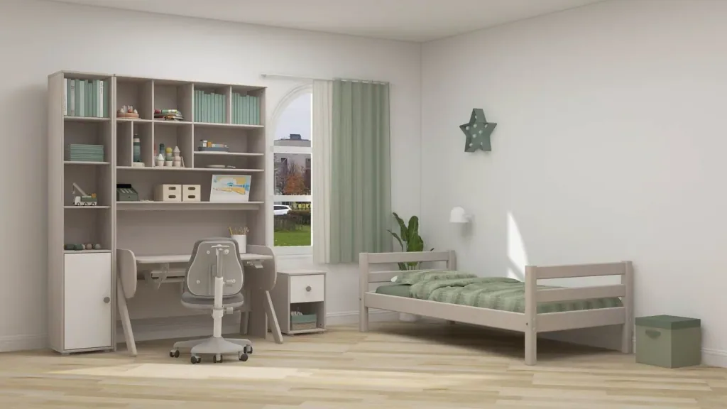 Flexa Kommode - Classic, mit 1 Schublade, 36x51,8 cm, Farbe: Grau gekalkt / Weiß / Naturgrün