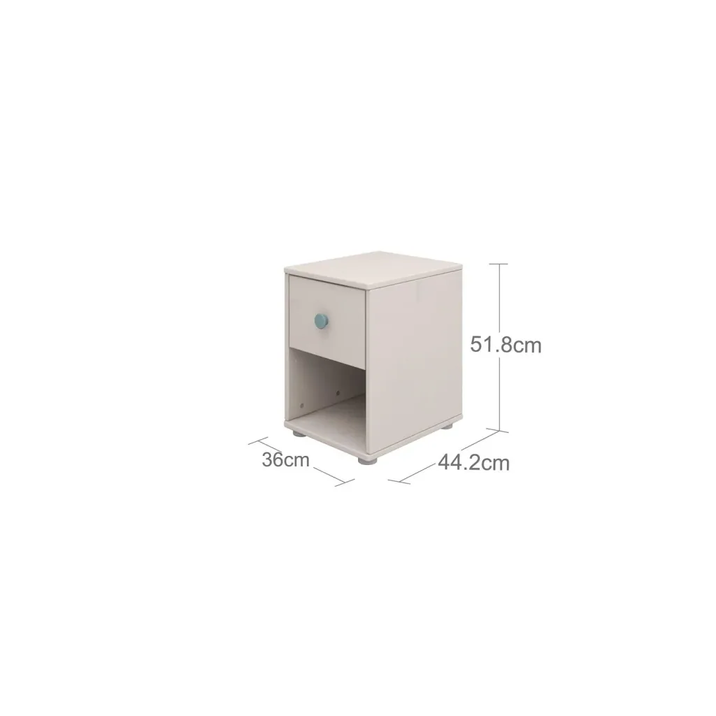 Flexa Kommode - Classic, mit 1 Schublade, 36x51,8 cm, Farbe: Grau gekalkt / Grau gekalkt / Türkis