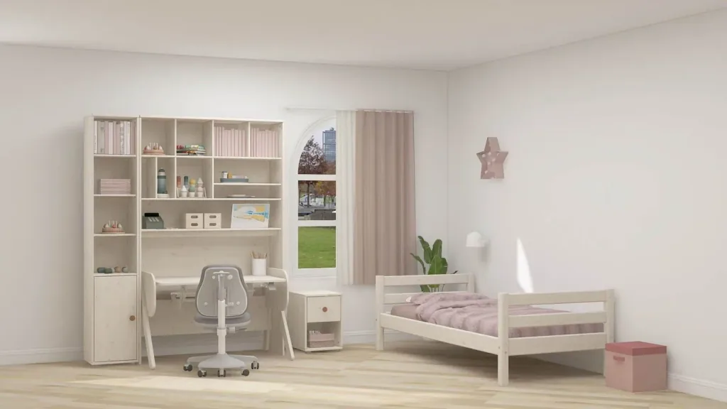 Flexa Schreibtisch-Überbau Classic, hoch, Farbe: Weiß gewaschen