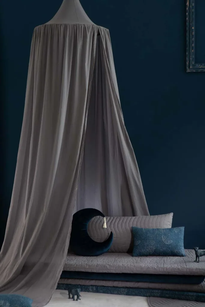 Nobodinoz Betthimmel "Vera" Voile schiefergrau