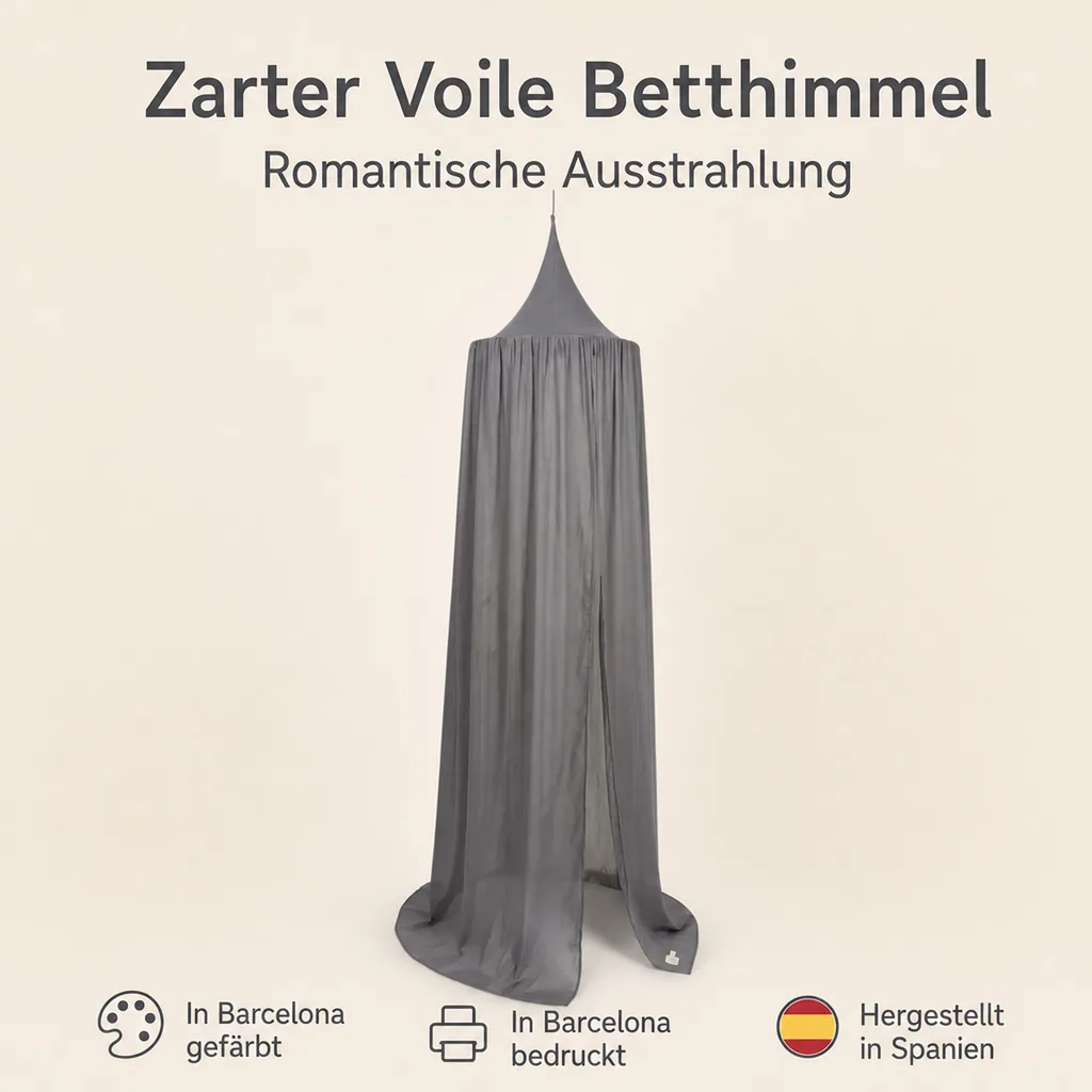 Nobodinoz Betthimmel "Vera" Voile schiefergrau