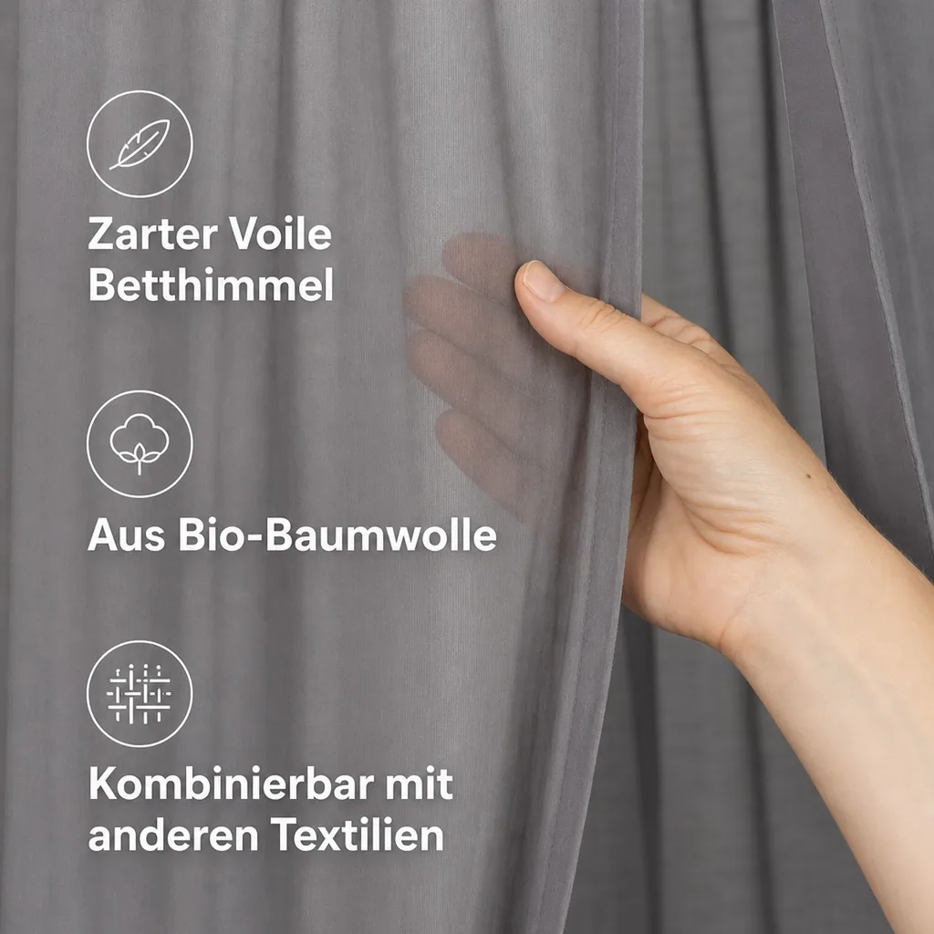 Nobodinoz Betthimmel "Vera" Voile schiefergrau