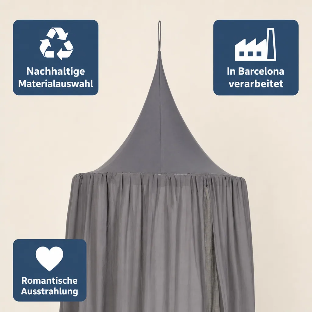Nobodinoz Betthimmel "Vera" Voile schiefergrau