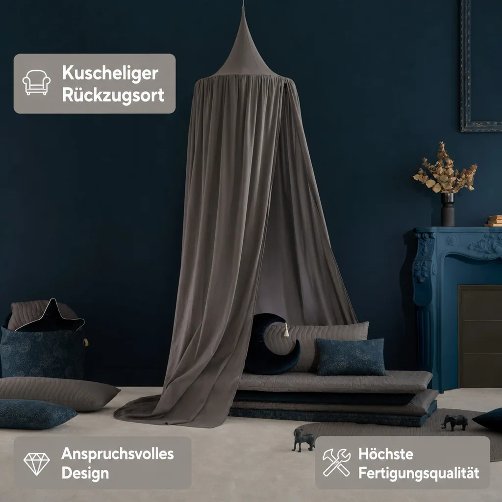 Nobodinoz Betthimmel "Vera" Voile schiefergrau