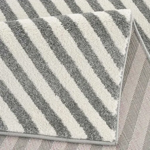 Livone Teppich Stern & Diagonal Streifen grau, Teppichgrösse: 160 x 230 cm